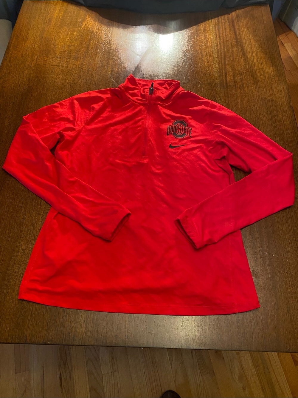Nike Ohio State Buckeyes Womens Large Dri-Fit 1/4 Zip Pullover Red Sweatshirt